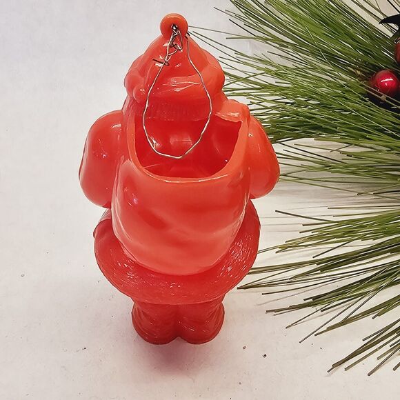 Vintage 1950's Irwin Christmas Santa Claus Candy Container Ornament Hard Plastic - Picture 3 of 9